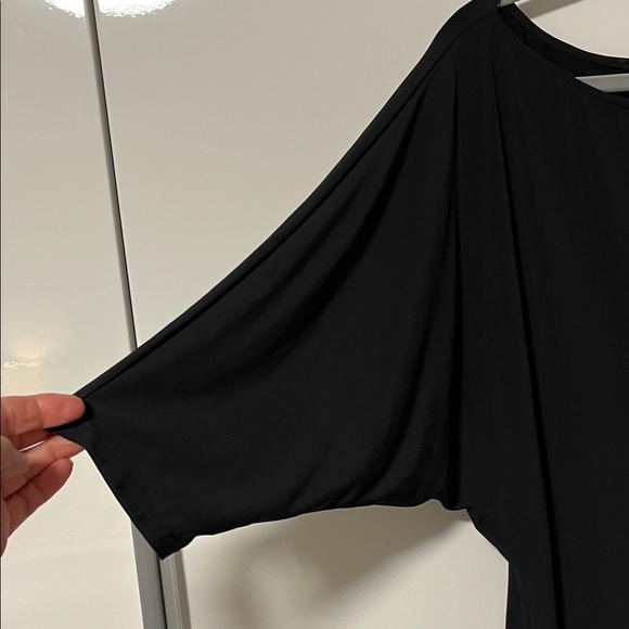 Natori NWOT Black Swim Coverup Dress Side Ruching Stretch, Size M - Picture 3 of 9